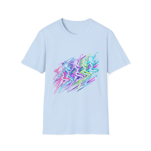 Abstract Neon Danceline T-Shirt — Colorful Motion Graphic Tee