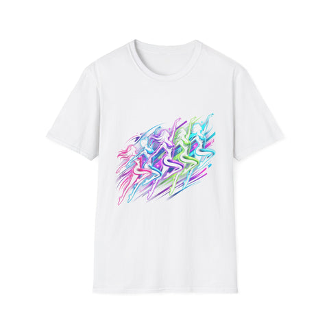 Abstract Neon Danceline T-Shirt — Colorful Motion Graphic Tee