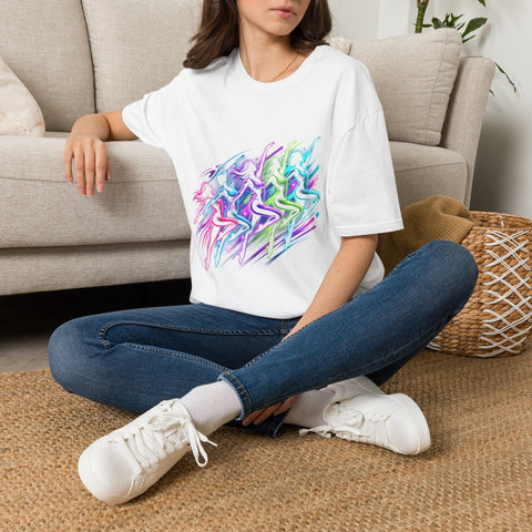 Abstract Neon Danceline T-Shirt — Colorful Motion Graphic Tee