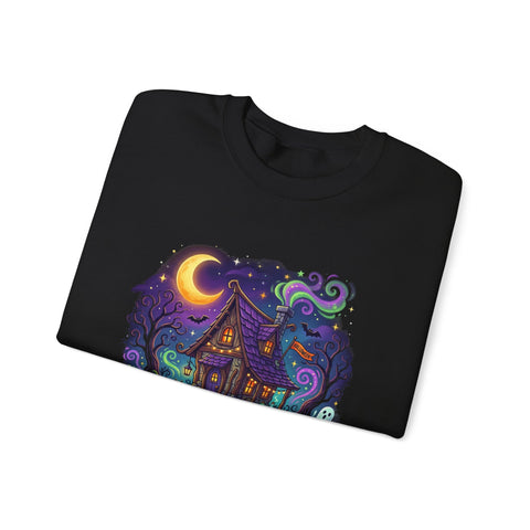 Crewneck Sweatshirt — "Spooky & Fabulous" Halloween Haunted House Graphic